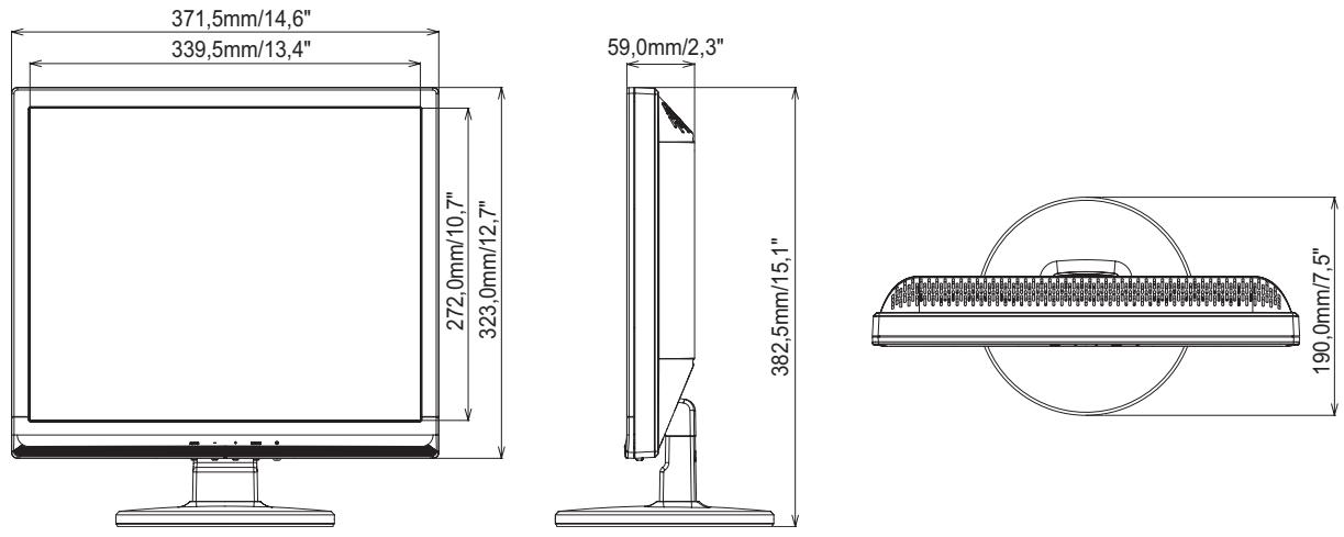 IIYAMA PROLITE E1906S - DIMENSIONS : ProLite E1706S - 1
