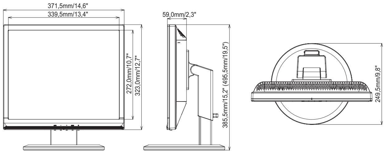 IIYAMA PROLITE E1906S - DIMENSIONS : ProLite B1706S - 1