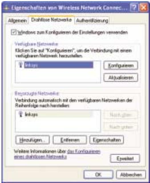 LINKSYS BEFW11S4 - Konfigurieren der Wireless-Sicherheit unter Windows XP - 7