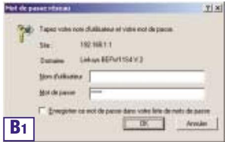Pât de passe reference Tapez voles note d'utilisateur et votre mot de passe. Site: 192-168.1.1 Destination: Linksys BEPar1154 Y.3 Mets d'utilisateur: Mot de passe: Enregistrer ce mot de passe dans votre liste de mét de passe OK Arvules B1