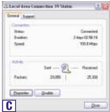 Local Drive Connection 39 Status Ground Support Connection: Status Converted Number 2.4bps 00:56:16 Speed 700.8 Mbps Activity Start Received Packets 20,000 25,300 Options Disable Days C