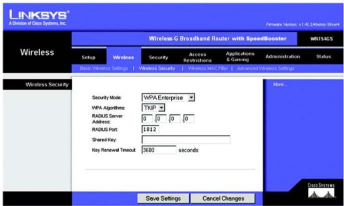 LINKSYS WRT54GS - Die Registerkarte „Wireless“ - „Wireless Security“ (Wireless-Sicherheit) - 3