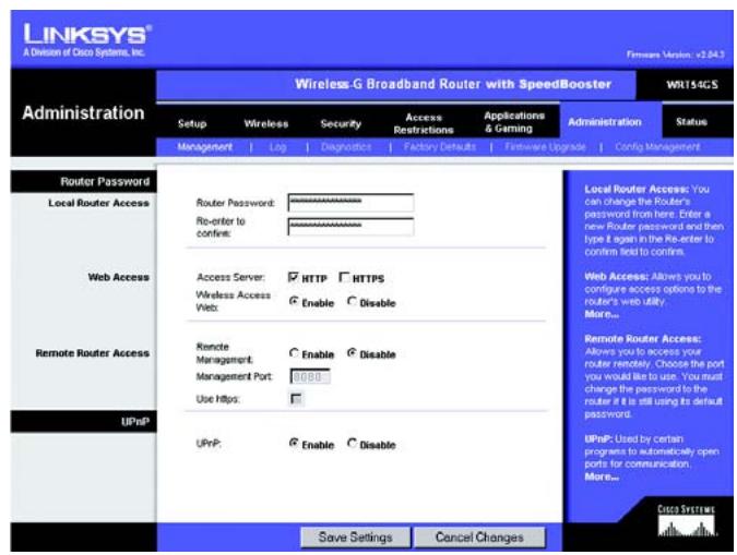LINKSYS WRT54GS - Het tabblad Administration (Administratie) - Log (Logboek) - 1