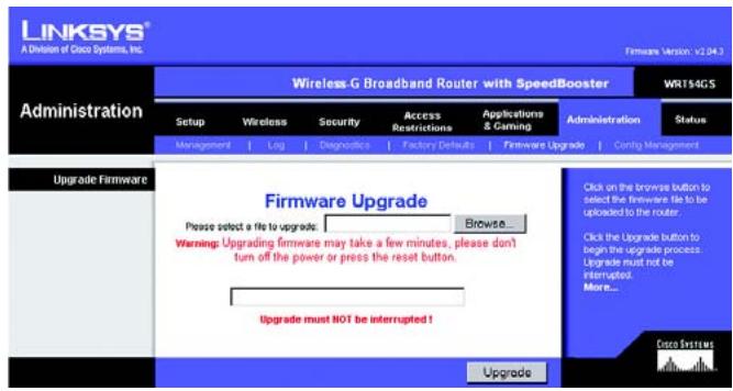 LINKSYS WRT54GS - Die Registerkarte „Administration“ (Verwaltung) - „Firmware Upgrade“ (Aktualisieren der Firmware) - 1