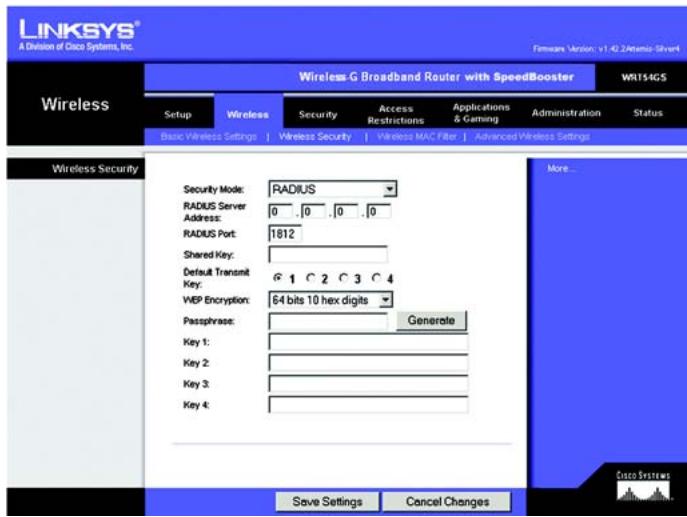 LINKSYS WRT54GS - The Wireless Tab - Wireless Security - 7