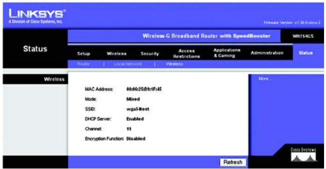 LINKSYS WRT54GS - Die Registerkarte „Status“ - „Wireless“ - 1