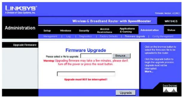 LINKSYS WRT54GS - Annexe C : Firmware Upgrade (Mise à niveau du micrologiciel) - 1
