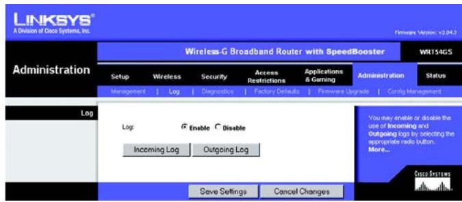 LINKSYS WRT54GS - Onglet Administration - Management (Administration - Gestion) - 2