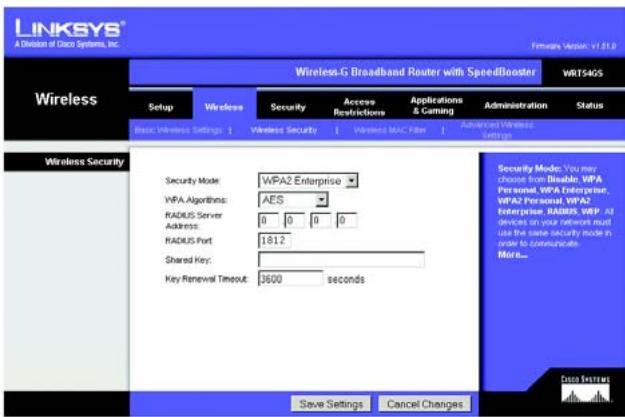 LINKSYS WRT54GS - The Wireless Tab - Wireless Security - 5