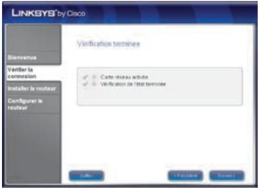 LINKSYS® by Cisco Verifications terminées ✓ Carte réseau activée ✓ Verification de l'État terminée Installer le routéur Configurer le routéur Salle Toutabo Souta