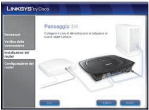 LINKSYS® by Cisco Benvenuti Veriflex delle congressione Installazione dei router Configurazione dei router Passaggio 3/4 Cologere i cava di alimentazione in dotazione al nuovo router Linksys. Edit + Add to Remove