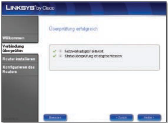 LINKSYS WRT610N - Der Setup-Assistent von Linksys Easy Link Adviser (LELA) überprüft die Verbindungen. Klicken Sie auf Weiter. - 1