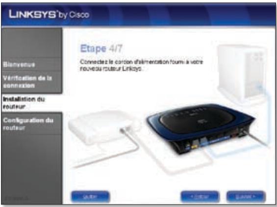 LINKSYS by Cisco Etape 4/7 Connectez le cortien d'alimentation foumi à votre nouveau routeur Linksys.