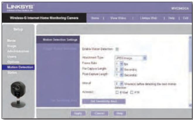LINKSYS WVC54GCA - Setup > Motion Detection (Configuración > Deteción de movimiento) - 1