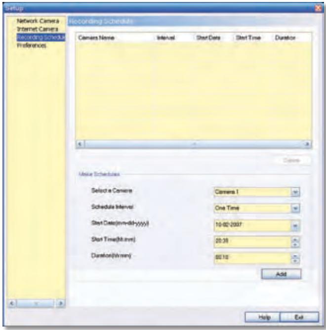 LINKSYS WVC54GCA - Einrichtung > Aufnahmeprogrammierung - 1