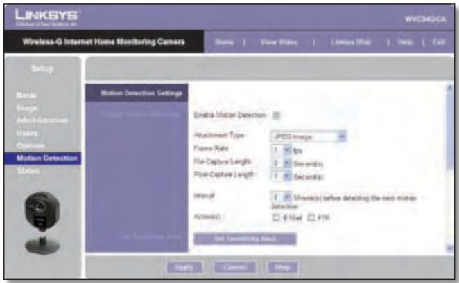 LINKSYS WVC54GCA - Setup > Motion Detection - 1