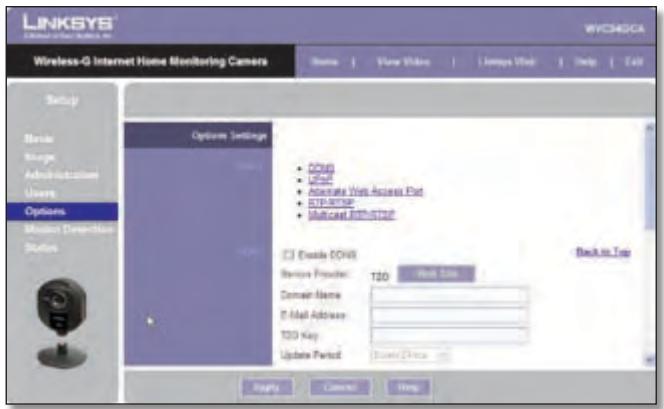 LINKSYS WVC54GCA - Einrichtung > Optionen - 1