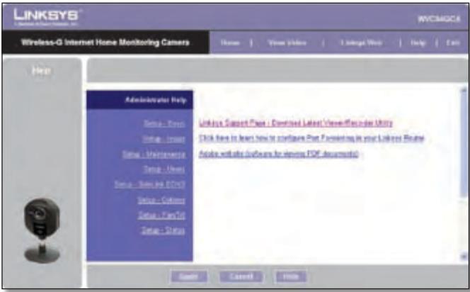LINKSYS WVC54GCA - Help - 1