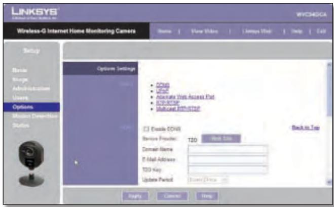 LINKSYS WVC54GCA - Setup > Options (Configuración > Oportunidades) - 1
