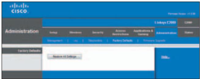 CISCO Primary Server: v1.0.08 Linkys C2000 Administration Setup Windows Security Access Accessories Applications & Gaming Administrative Status Management Log Discretionary Factory Defaults Primary Signals Factory Defaults Remove All Default Index