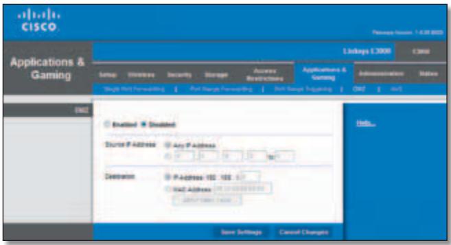 LINKSYS E3000 - Applications and Gaming > DMZ - 1