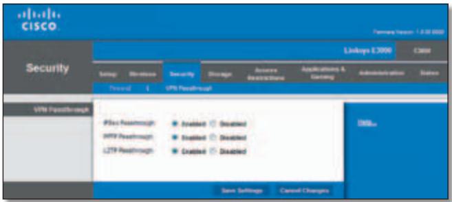 LINKSYS E3000 - Security > VPN Passthrough - 1