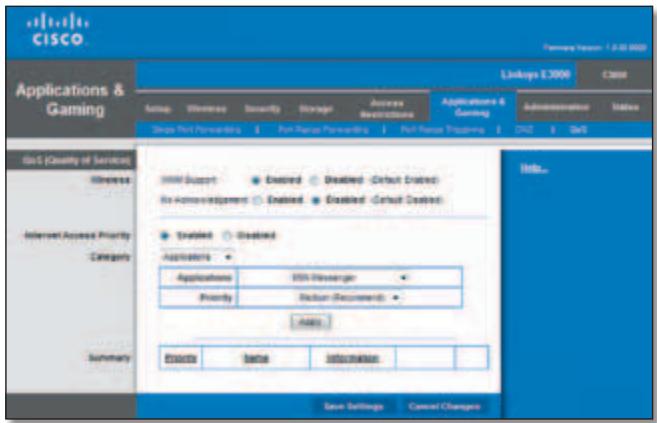 LINKSYS E3000 - Applications and Gaming > QoS - 1