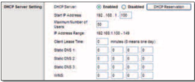 LINKSYS E3000 - DHCP Server Settings - 2