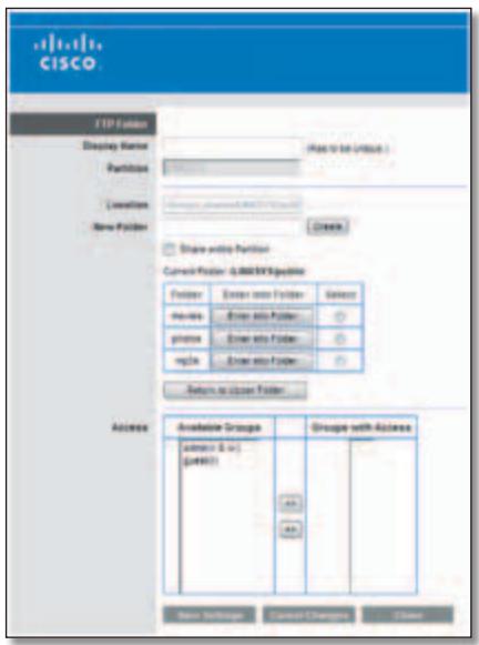 LINKSYS E3000 - Create or Edit an FTP Folder - 1