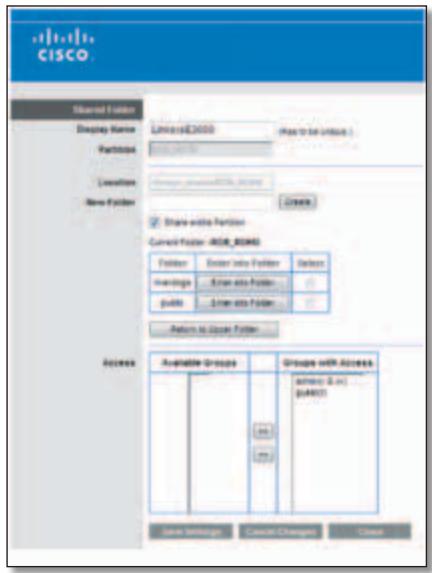 LINKSYS E3000 - Create a Shared Folder - 2