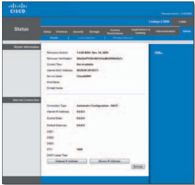 LINKSYS E3000 - Status >Router - 1