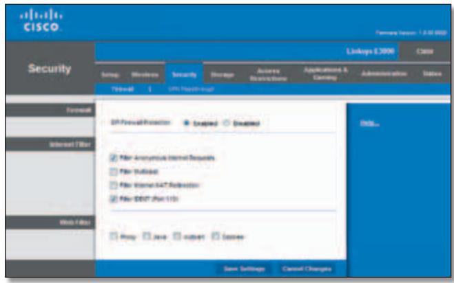 LINKSYS E3000 - Security > Firewall - 1