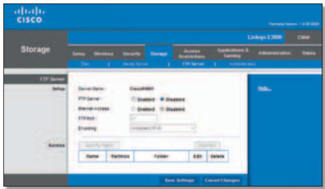 LINKSYS E3000 - Storage > FTP Server - 1