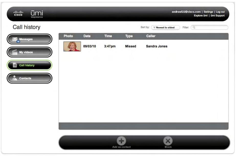 LINKSYS UMI - Filter the umi call history display - 1