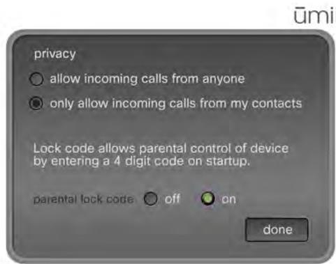 LINKSYS UMI - Turn parental lock code on/off - 1