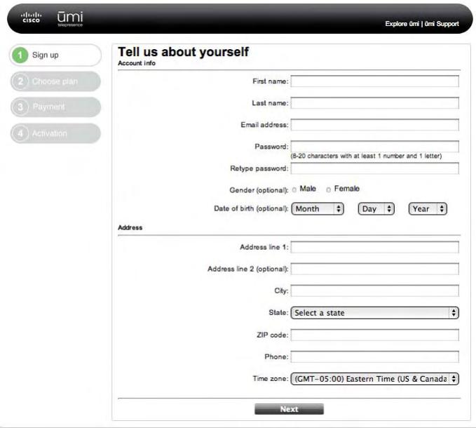 LINKSYS UMI - Enter or select the information in the fields. - 1