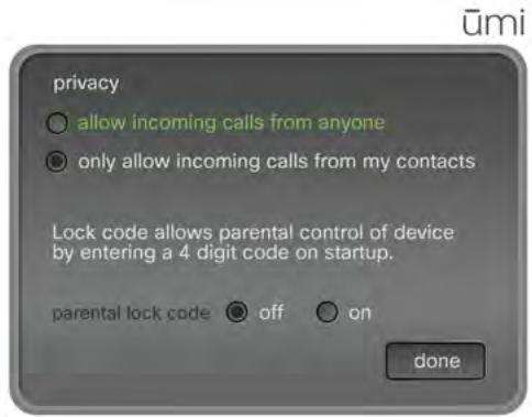 LINKSYS UMI - Set permissions for incoming ümi calls - 1