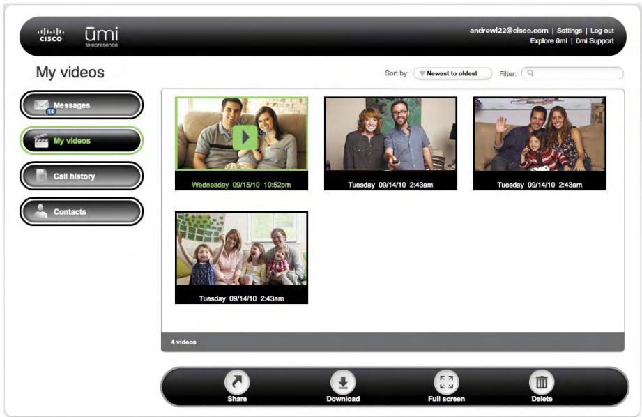 LINKSYS UMI - On the left navigation panel, click My videos. - 2