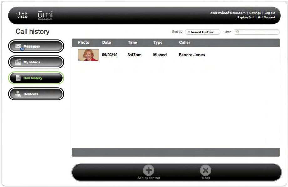 LINKSYS UMI - Sort the umi call history display - 1