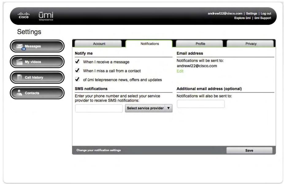 LINKSYS UMI - Edit your notification types - 1