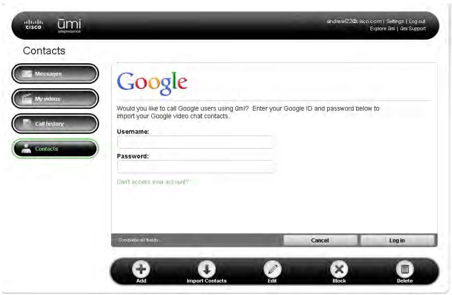 LINKSYS UMI - Import Google video chat contacts - 1