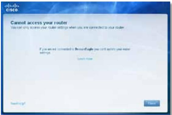 LINKSYS E1200 - Cannot access your router message - 1
