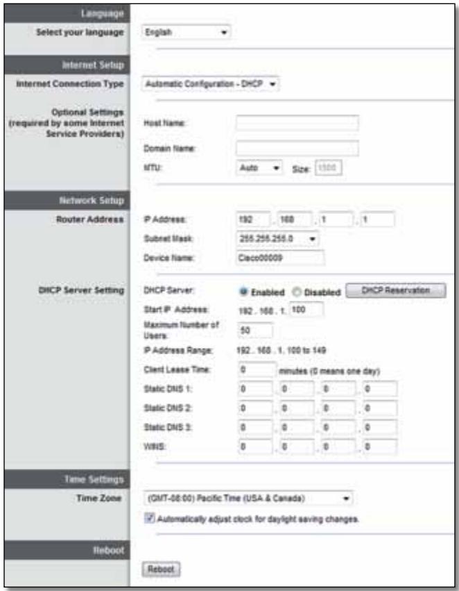 LINKSYS E900 - (Lw)Basic Setup<(A) Setup - 1