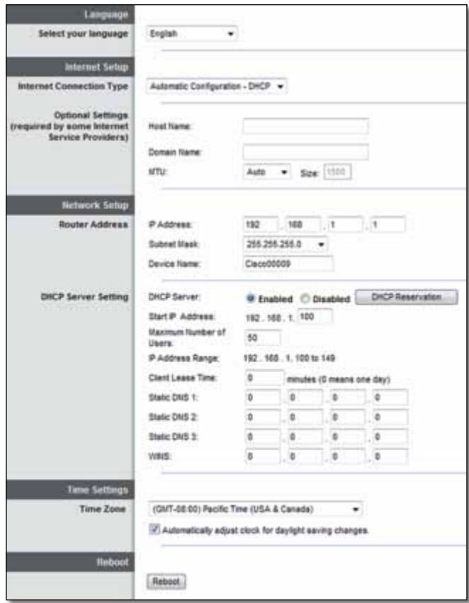 LINKSYS E900 - Setup (Einrichtung) > Basic Setup (Grundlegende Einrichtung) - 1