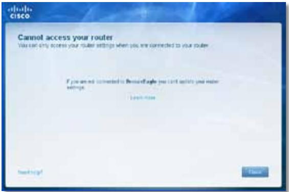 LINKSYS EA3500 - Message Cannot access your router (Accès au routeur impossible) - 1