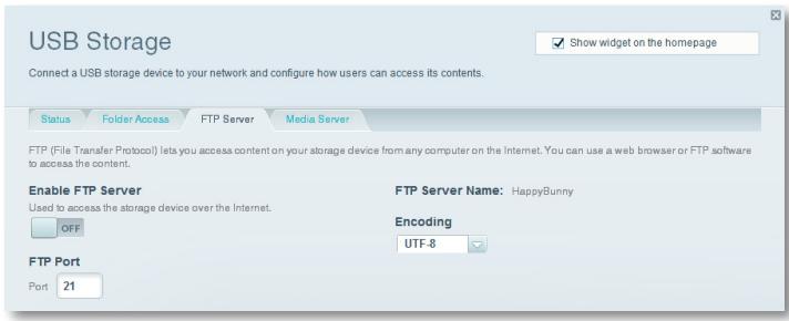 LINKSYS EA6300, EA6400, EA6500, EA6700 - To set up the FTP server: - 1
