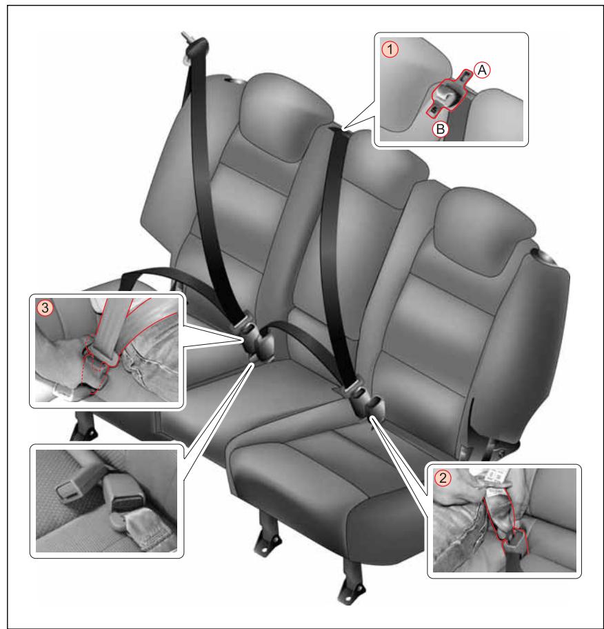SSANGYONG ACTYON - REAR THREE POINT SEAT BELT (CENTER - EU ONLY) - 1