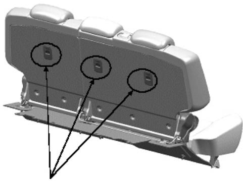 SSANGYONG ACTYON SPORTS - Emplacement des ancrages inférieurs ISOFIX et de l'attache supérieure - 1