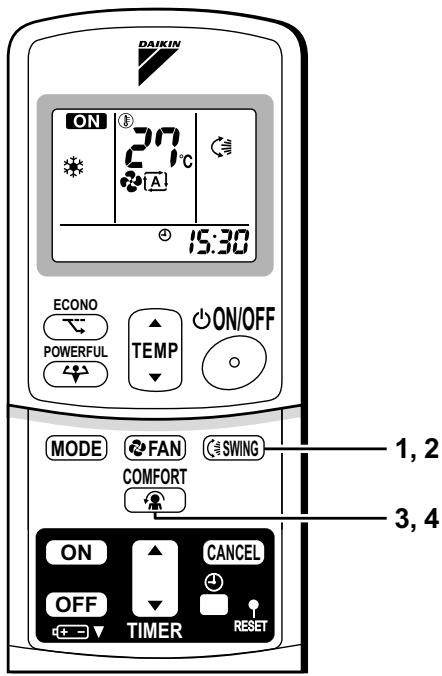 DAIKIN FTX35GV1B - Lorsque les volets se trouvent dans la position désirée, appuyez à nouveau sur la touche "OSCILLATION". - 1