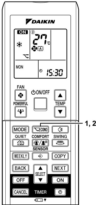 DAIKIN ON 27°C MON 15:30 FAN ON/OFF ▲ POWERFUL TEMP MODE ECONO QUIET COMFORT SWING SENSOR WEEKLY COPY BACK SELECT NEXT OFF ON CANCEL TIMER